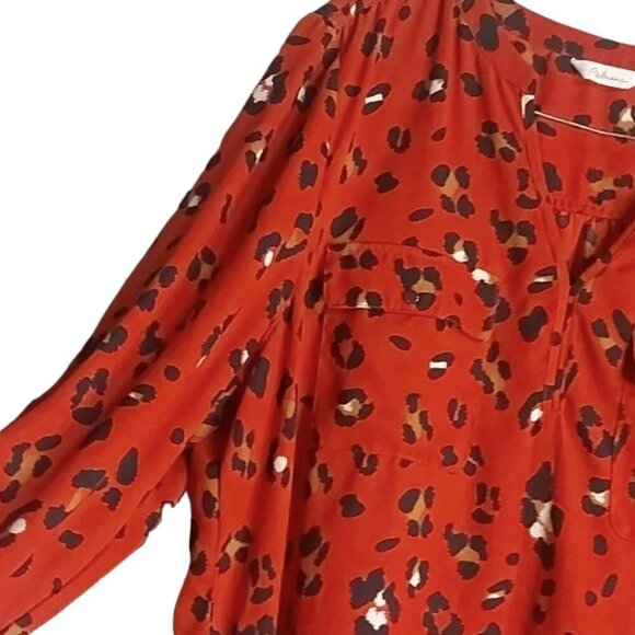 Reitmans Burnt Orange Leopard Print Blouse Size 16 - Picture 3 of 4